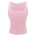 thumbnail image 4 of WENWU Women's Sleeveless Strappy Tank Square Neck Double Layer Workout Fitness Casual Basic Crop Tops 3 Shirt Women Athletic Womens Top, 4 of 5