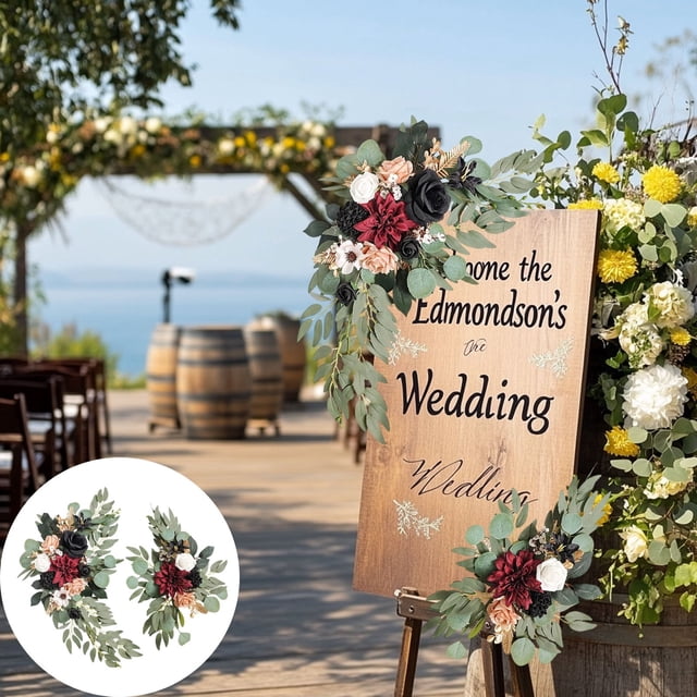 Decoración del hogar, decoración de habitaciones, decoración de paredes, flores de simulación para bodas, letrero de flores de bienvenida, mesa de flores, decoración fotográfica, suministros para boda