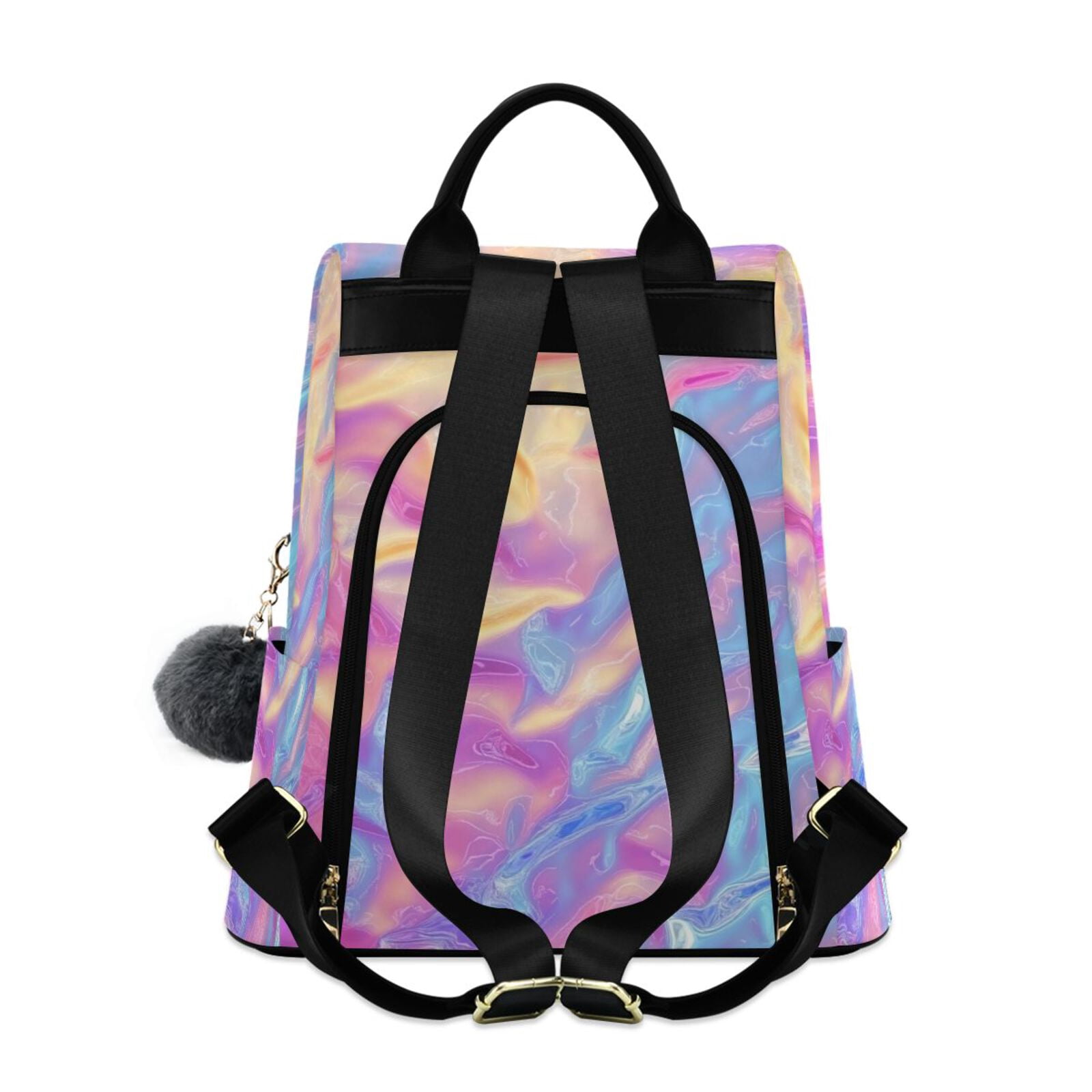 Colorful Hologram Waves Travel Laptops Backpack for Women Anti-theft Casual Work Bag Daypack Lightweight Laptop Bag