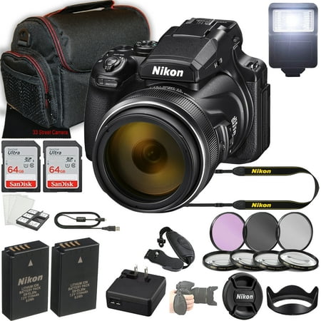 Nikon COOLPIX P1000 16.7 Digital Point and Shoot Camera + 128GB Memory + Case + 3 Piece Filter Kit + More (24pc Bundle)