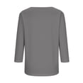 thumbnail image 4 of Jaunzuar 3/4 Length Sleeve Womens Tops Solid Color Crew Neck Summer Tops Casual Work Button Down Shirts M, 4 of 5