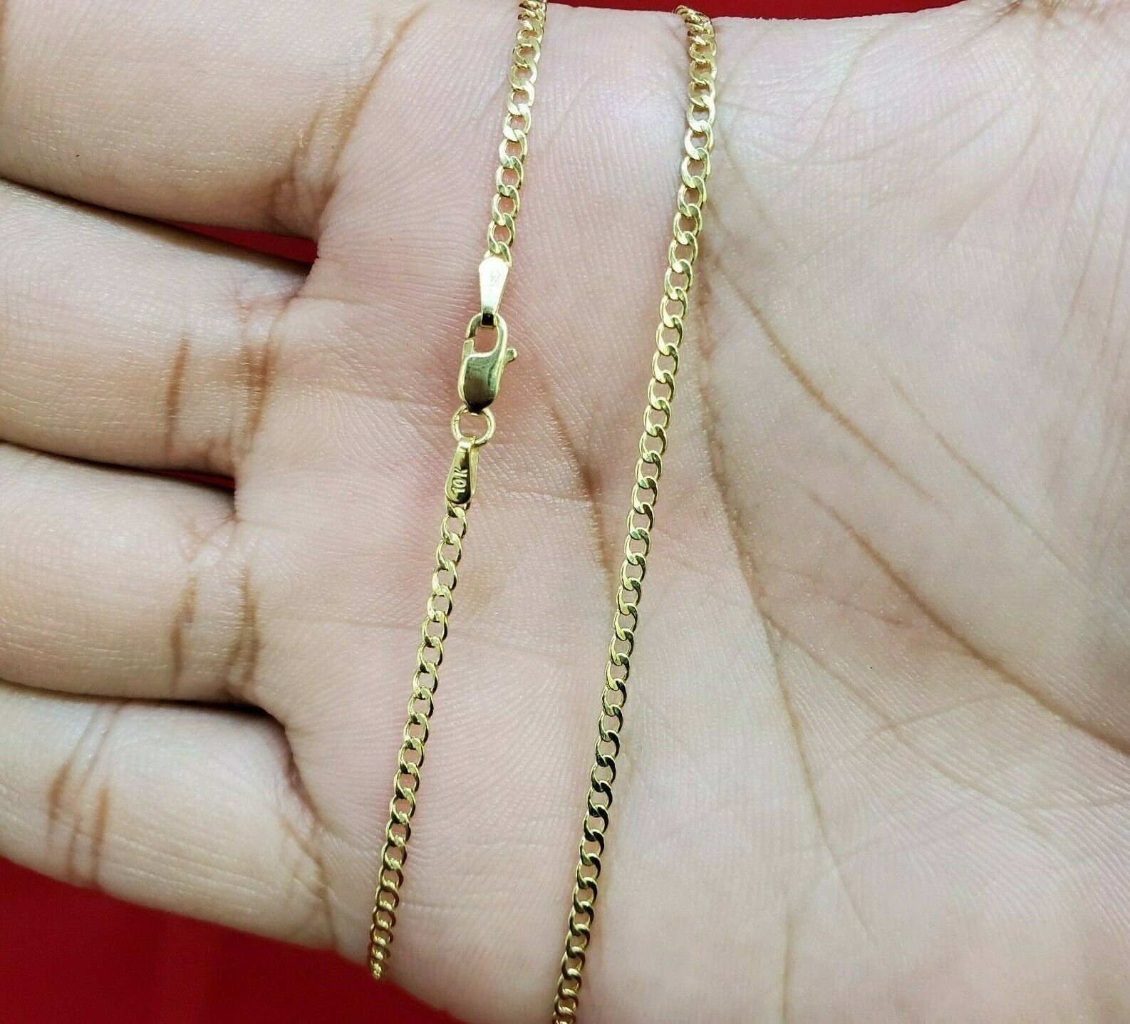 10K Solid Yellow Gold Cuban Link Curb Chain Necklace 2mm 16" 18" 20" 22" 24" 26" GUARANTEED 10K PURE GOLD 16" 18" 20" 22" 24" 26" 30"