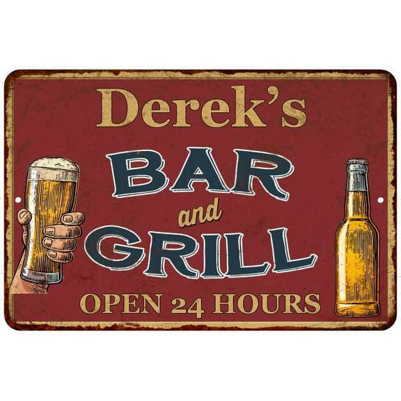 Derek's Red Bar and Grill Rustic Sign Decor 8x12 208120045188