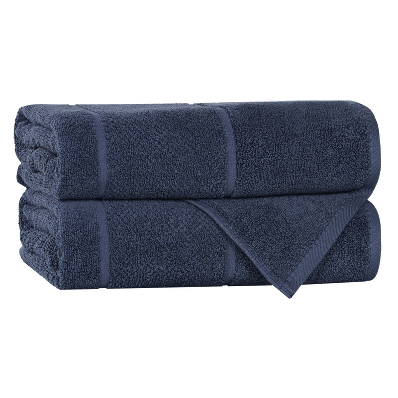 Superior Mile Smart Twist Cotton Medium Weight Bath Towels, Set of 2, Ultra Absorbant Towels, Navy Blue