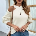 thumbnail image 4 of Vedolay Womens Cute Sweater Womens Long Sleeve Neck Loose Ribbed Knit Pullover Sweater,Beige M, 4 of 5