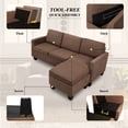thumbnail image 2 of Vineego Linen Fabric L-shape Sofa Sectional Couch for Living Room, Brown, 2 of 7