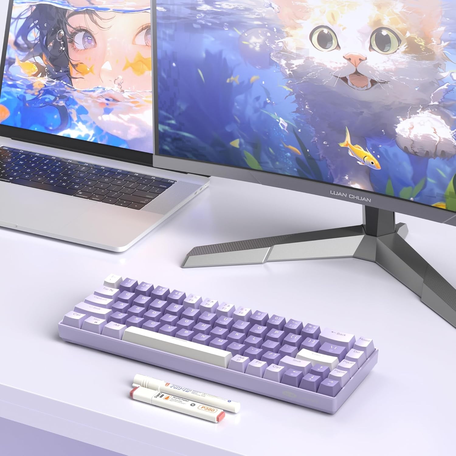 Portable 60% Mechanical Gaming Keyboard, MK-Box LED Backlit Compact 68 Keys Mini Wired Office Keyboard