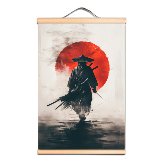 Vintage Japan Samurai Bushido Wall Art Poster Wall Hanging Flag Scroll Painting 0,Multicolor,11.8X17.7 inches