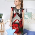 thumbnail image 4 of Balery Red Wine Rose Camisón de princesa para niñas, pijama de algodón con mangas abullonadas, suave y bonito.-XX-Large, 4 of 6