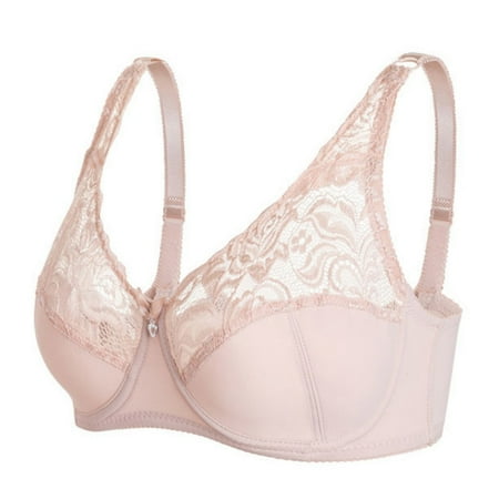 

Spdoo Women s Lace Plunge Bra Unlined Underwire Bralette Plus Size 3/4 Cups Beige 40D