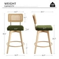 thumbnail image 4 of Zesthouse 26.2" Swivel Counter Height Bar Stools Set of 2, Upholstered Velvet Counter Stools with Rattan Back, Mid Century Barstools with Solid Wood Frame for Kitchen Island, Green, 4 of 15