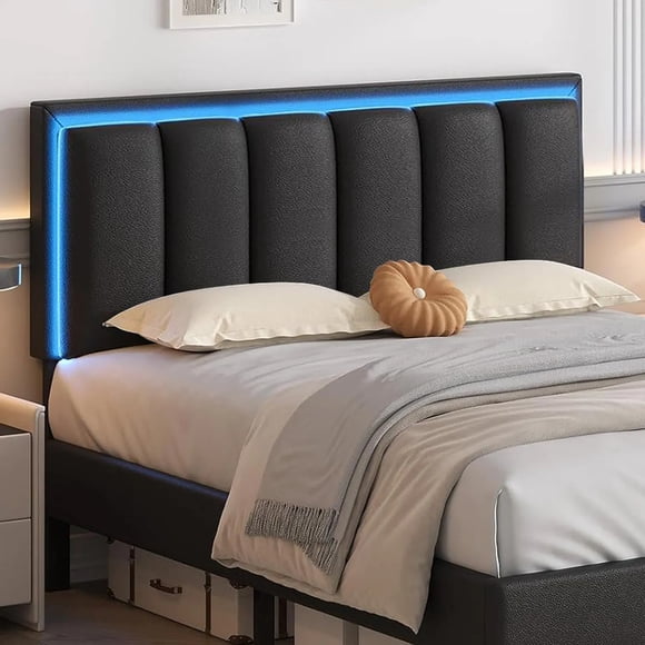 Cabecera Tapizado De Cama Full Con Luces Led 140x10x110cm
