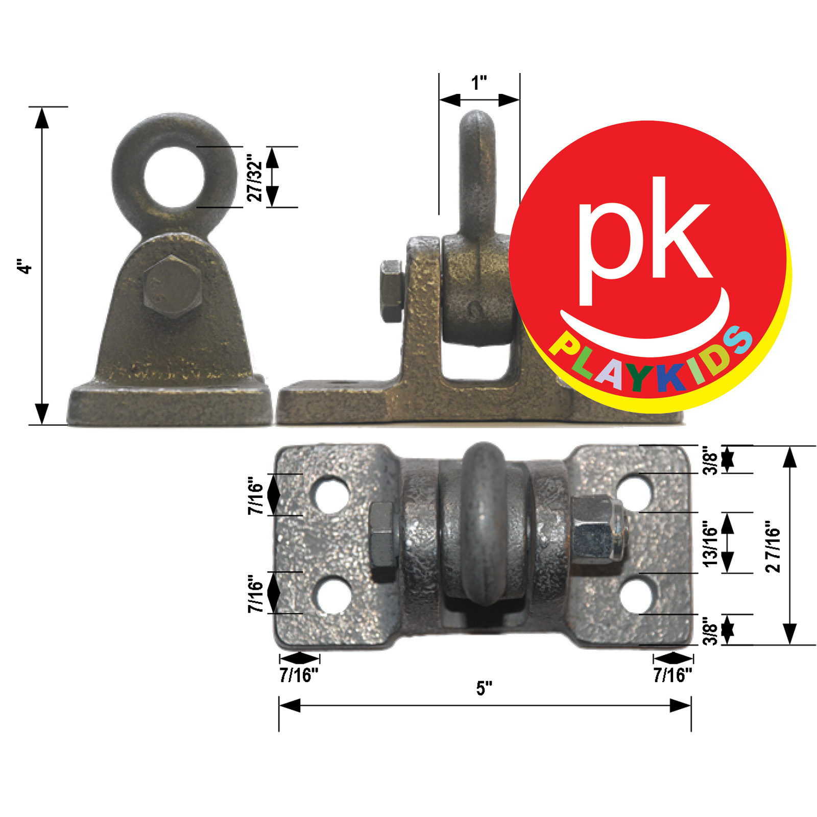 Playkids Swing Hangers (Pair of Eight) Commercial Grade (4 Bolt) for Swing Set Playground