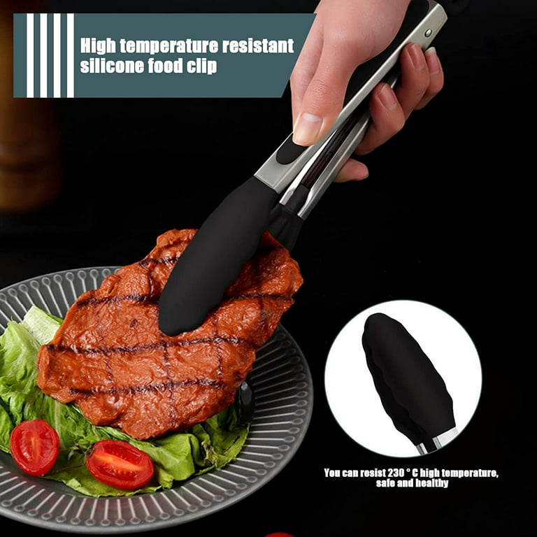 Trendy Home Silicone Air Fryer Liners￼ Food Grade With Tongs Black