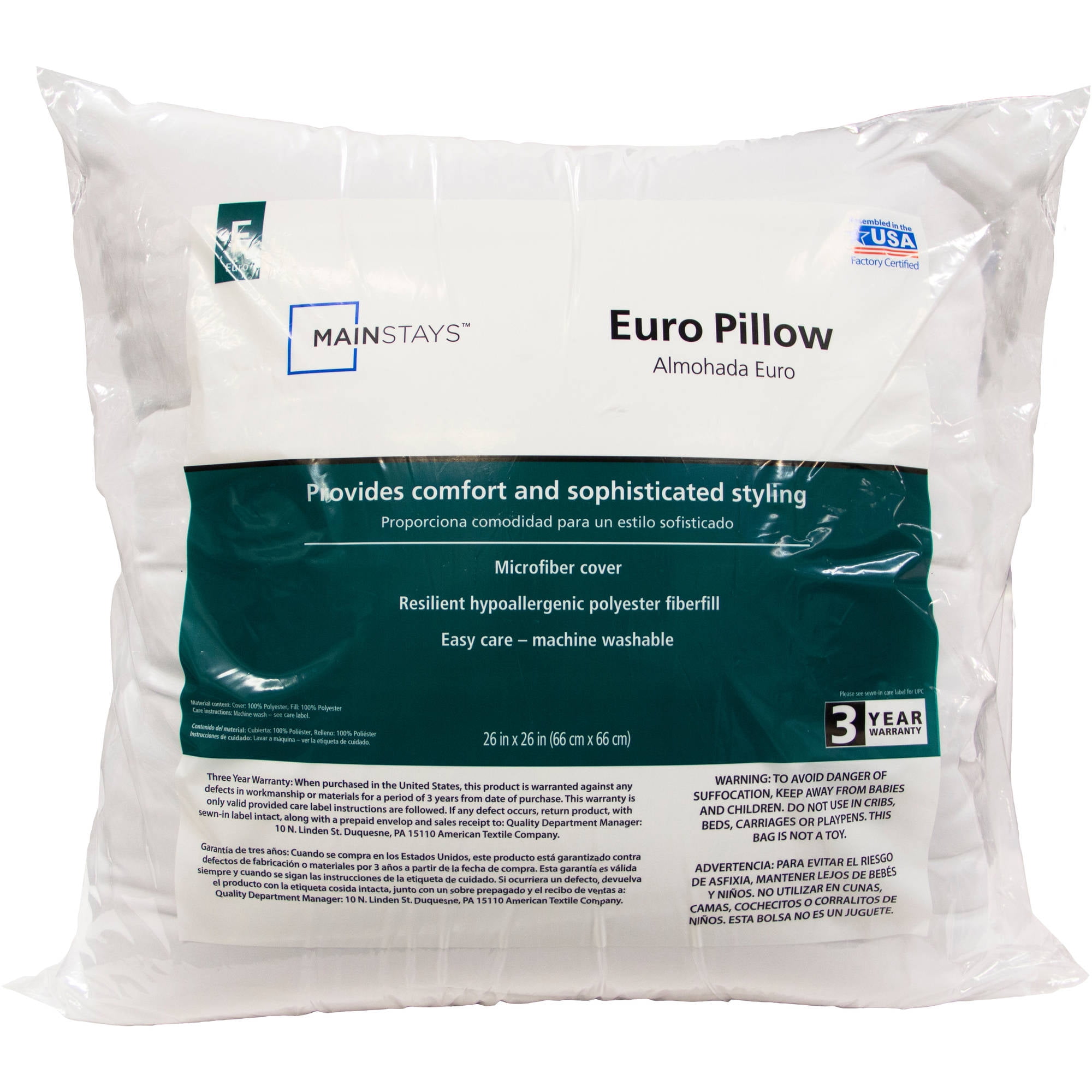 AllerEase Cotton Euro Pillow with Allergy Protection