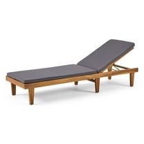 Noble House Nadine Outdoor Acacia Wood Chaise Lounge in Teak and Gray