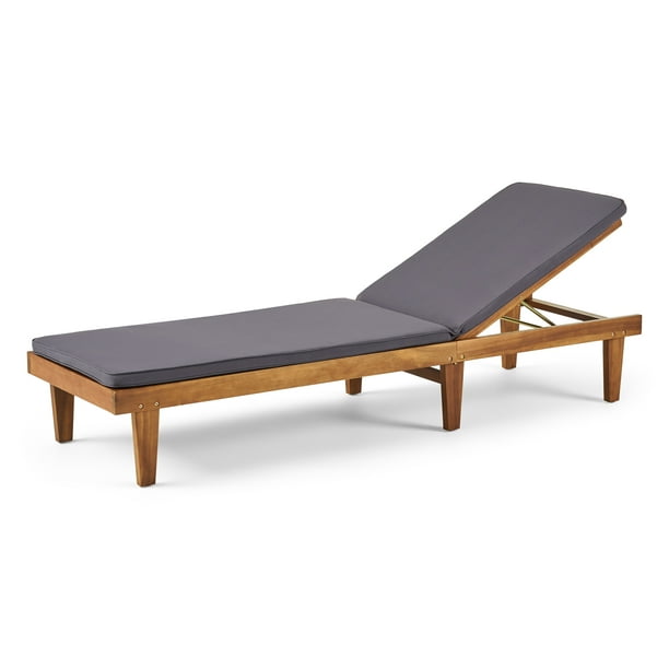 Noble House Maddison Outdoor Acacia Wood Chaise Lounge and Cushion Set