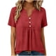 thumbnail image 1 of Tops de Manga Corta para las Mujeres Loose Fit V Cuello Botón Blusa Casual Ligero Verano, 1 of 9
