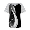 thumbnail image 4 of Mujeres Tops Casual verano encaje manga corta Split cuello túnica impresa camisetas camisetas Tops OAVQHLG3B Store lin121212, 4 of 5