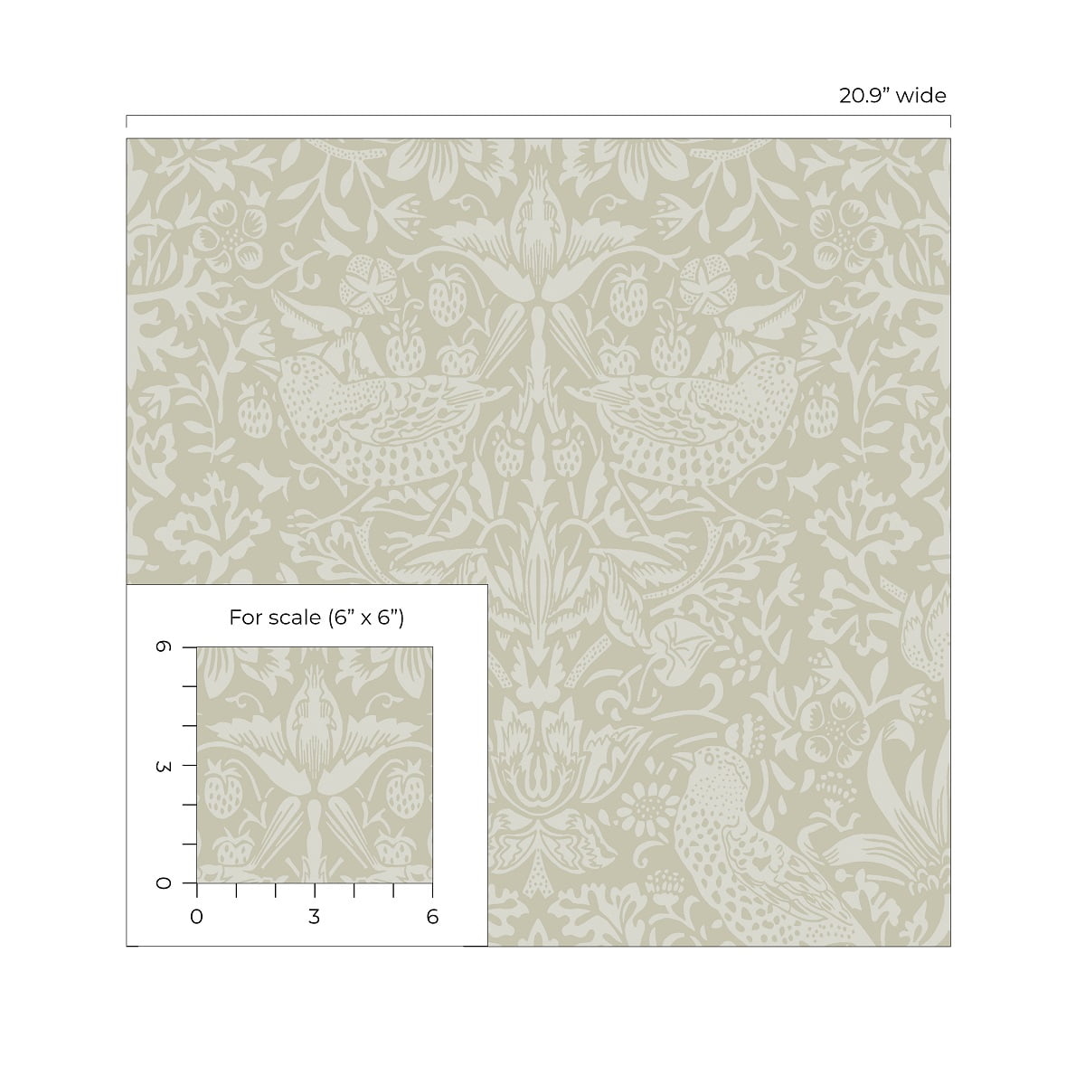 NextWall Neutral Tonal Bird Garden Peel and Stick Wallpaper - 20.9 in. W x 18 ft. L Roll