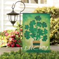 thumbnail image 3 of Shamrock Green Clover Irish Welcome Outdoor Flags Happy Saint Patrick's Day Outdoor Flag Irish Holiday House Flag 12×18 in Burlap Small Yard Decoration, 3 of 4