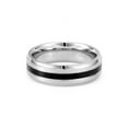 thumbnail image 2 of Men's Stainless Steel Band with Single Black Inlay, ring sizes 10 - Promise Ring or Wedding Ring for Him, 2 of 3