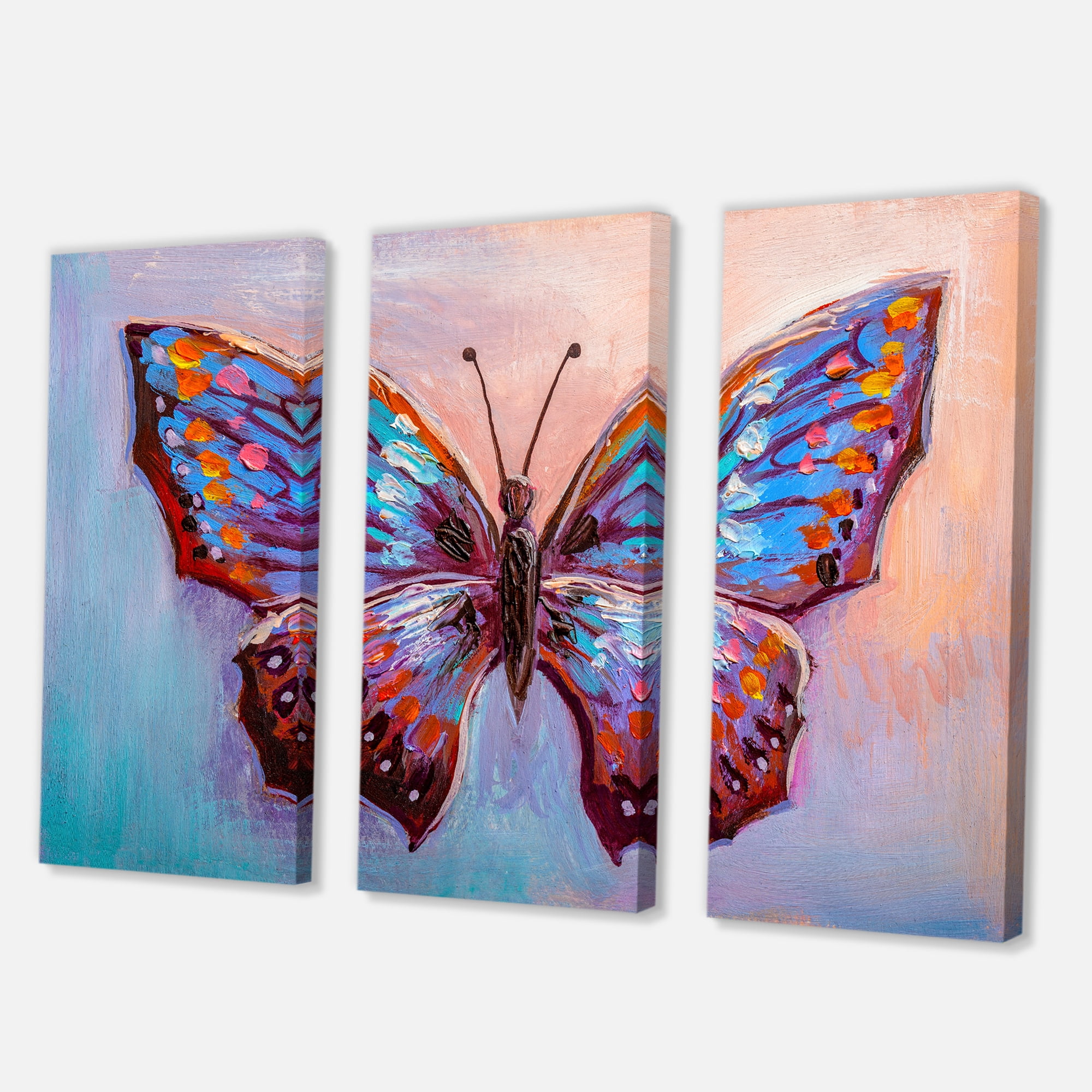 Designart ' Ancient Blue Butterfly II ' Modern Canvas Wall Art Print