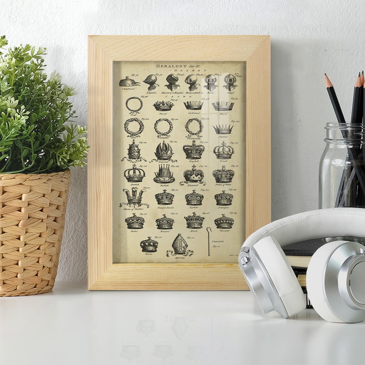 Deckled Encyclopediae IV (AS) -Framed Print w/glass-Natural Wood
