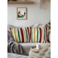 thumbnail image 3 of Outdoor Pillows Waterproof, Red Green Stripe Bedding Throw Pillows with Insert for Couch Sofa Bed, Modern Abstract Colorful Striped 16x16 Inch Pillowcases Decorative Camping Patio Pillow Set of 1, 3 of 8