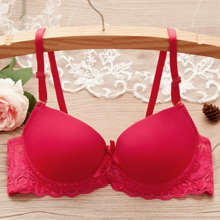 

Leylayray Underwear Women Women Push Up Deep V Ultrathin Underwire Padded Lace Brassiere Bra PK 36B/80B Pink 36B(Buy 2 Get 1 Free)