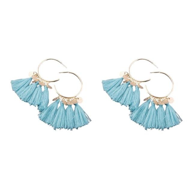Pendientes de araña Sonducket Estilo bohemio vintage Tribal con borla color lago azul