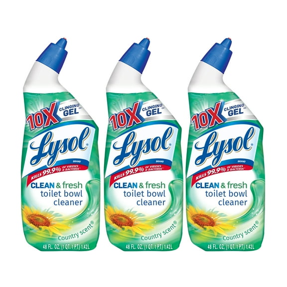 Lysol Clean & Fresh Toilet Bowl Cleaner, Country Scent, 72oz (3X24oz)
