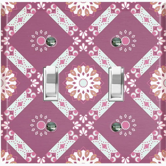 Metal Light Switch Plate Cover Mandala Purple Floral Pattern Damask MDL111
