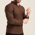 thumbnail image 5 of Lmnyox Men's Sport Shirts Long Sleeve Quick Dry Stretchy Gym Workout T Shirts Solid Color Crew Neck Button Tops, 5 of 7