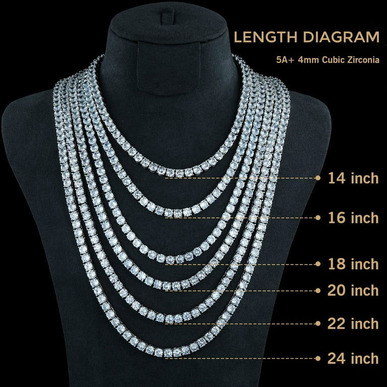 3mm Simulated Diamond Tennis Necklace Chain for Women 925 Sterling Silver  Cubic Zirconia Couples CZ Bangle Bracelet Anklet Mens Best Friendship  Hypoallergenic Jewelry Gifts 20inches 