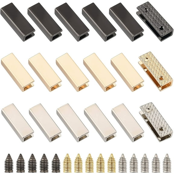 18 Sets Metal Belt Tip with Screws 1 Inch Long Bag Decorative Buckles for Purse Webbing End Clip Buckles Leather Handle Strap End Cover DIY Purse Making Hardware Accessories diy