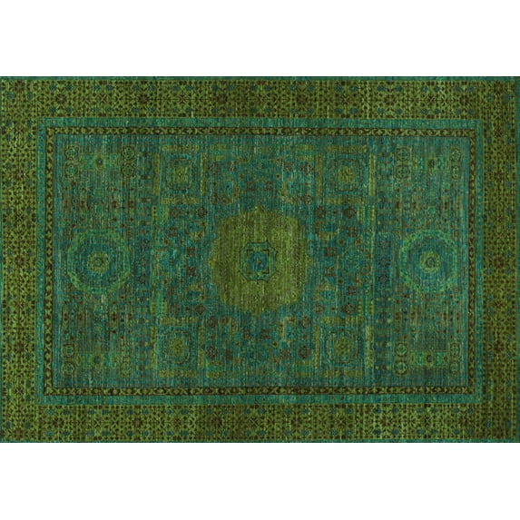 Ahgly Company Indoor Rectangle Abstract Turquoise Blue Modern Area Rugs, 5' x 8'