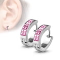 thumbnail image 2 of Pink Cubic Zirconia Surgical Stainless Steel Small Huggie Hoop Earrings Womens Fantasy Forge Jewelry, 2 of 4
