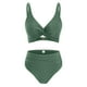 thumbnail image 5 of Traje de baño de bikini liso sin mangas para mujer, traje de baño push-up acolchado, conjuntos de blusa de traje de baño de poliéster para mujer, 5 of 6