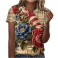 thumbnail image 1 of T-shirt à Manches Courtes et Col Rond pour Femmes, Blouse Décontractée Imprimée Grande Taille, Tissu Léger et Doux, Printemps Été, Lavage à la Main Froid, 1 of 4