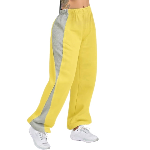 Womens Color Block Athletic-Fit Sweatpants High Waisted Athletic-Fit Trouser Lounge Baggy Relaxed Fit Pants with Pockets Spring Fall Outfits Winter Athletic Joggers Sweatpants Winter Yoga Snow Pants