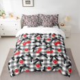 thumbnail image 2 of Feelyou Black Princess Bow Bedding Comforter Set 7pcs, Square Buffalo Queen Bedding Sets, 2 of 8