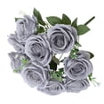 thumbnail image 2 of 10 Head Artificial Roses Valentine Rose Bouquet Holiday Wedding Arrangement Decorative Flower Branch Home Vase Filler Rose Flower / 10 Bunches of Artificial Roses, 2 of 4