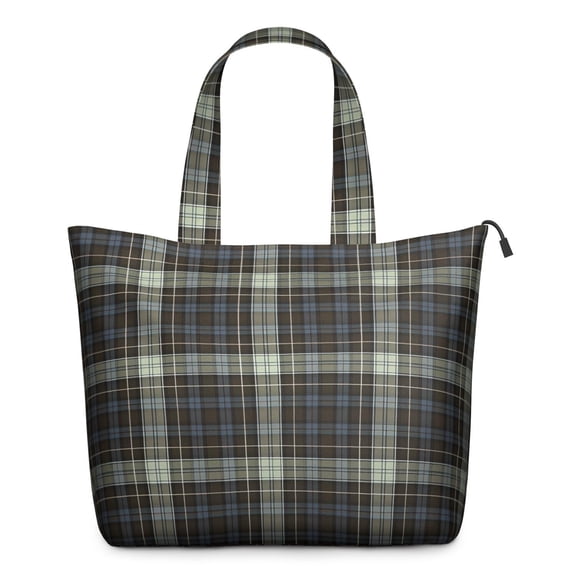 Brown Blue Checkerboard Checkered Pattern Travel Tote Bags for Women Carry On,Large Weekender Bags for Women Travel,Multi Functional Duffle Bag for Work,Shopping,Sports
