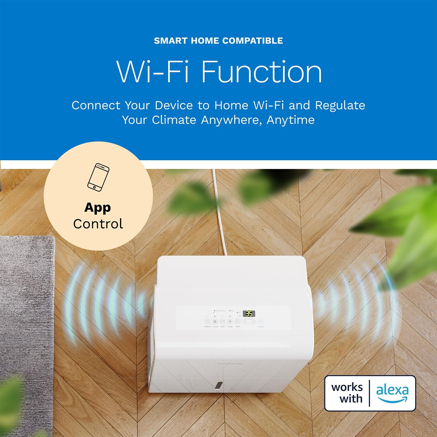 7000 Sq Ft WiFi Dehumidifier, 50-120 Pint Portable Dehumidifier with Humidity Control Auto Shutoff for Basement Home Office