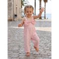 thumbnail image 5 of BemeyourBBs Toddler Bbay Girl Summer Clothes Plaid Gingham Smocked Romper One Piece Jumpsuit Front Bowknot Strap Sleeveless Plaid Wide-Leg Pants Overalls Little Girl Summer Outfit, 5 of 9
