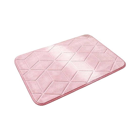 Rhombus Patterns Bath Mat 15.7 X 23.10 Inch Antiskid Absorbent Bathroom Rug Soft Quickly Dry Floor Mat Washable for Shower, Tub Vanity & Bathroom Decor,Pink