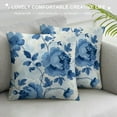 thumbnail image 3 of PRATYUS   Floral Pillow Covers, Floral Shabby Chic Pink Rose Flowers Blue Double Sided Decorative Pillows Cases Throw Pillows Covers White, 3 of 5