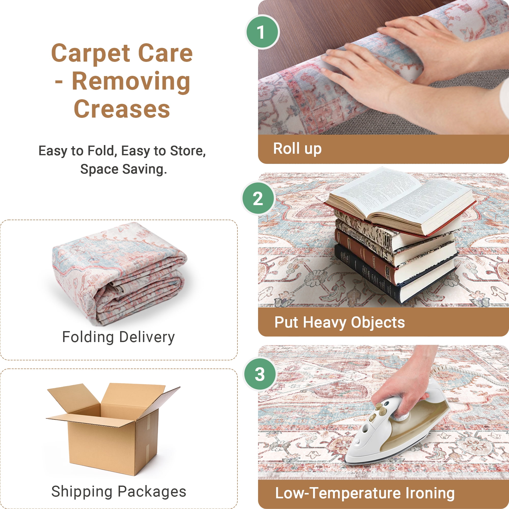NewBuros 8'x10' Area Rugs for Living Room, Washable Non-Slip Vintage Tribal Print Rugs, Soft Low Pile Stain Resistant Carpet for Bedroom Dining Room, Pink