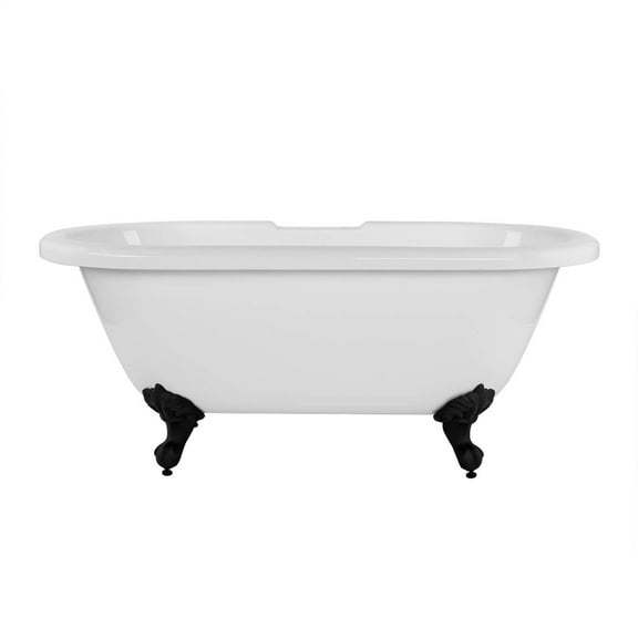 Windsor 66 Inch Acrylic Double Ended Clawfoot Tub - Rim Faucet Drillings - Ball & Claw Feet